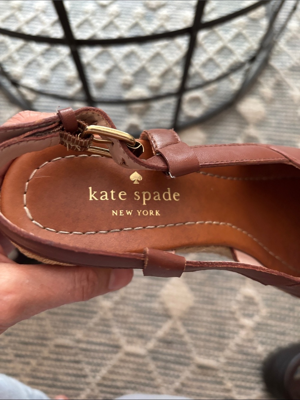 Kate Spade Brown Leather Espadrille Wedges - Size 8M - Picture 7 of 16